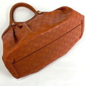 Gucci GG leather ssima signature orange handbag Sukey